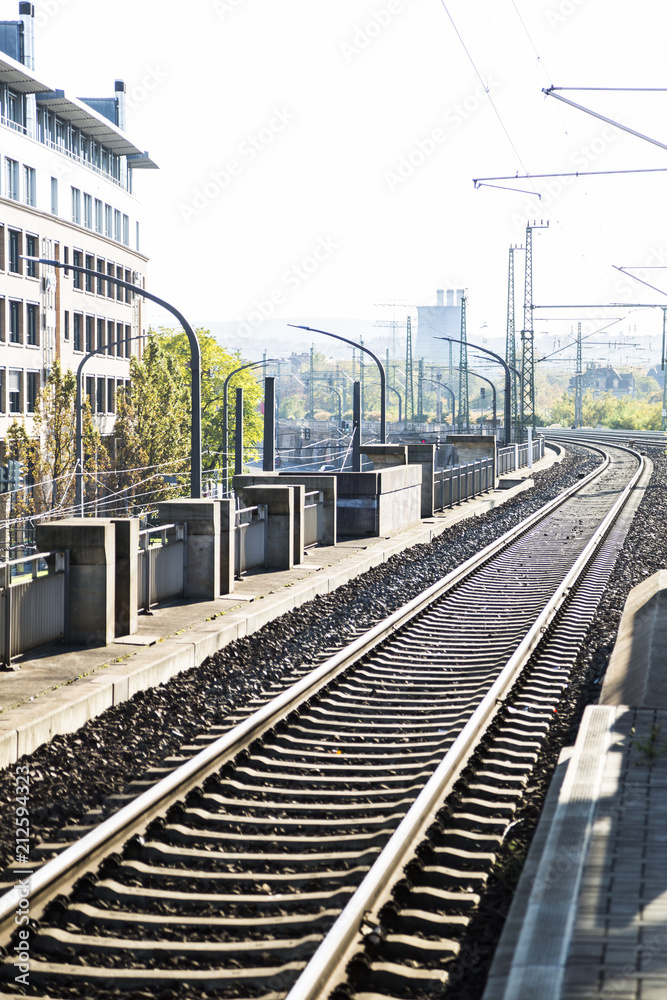 beautiful modern empty train station in the sun light of sunset beautiful modern empty train station in the sun light of sunset
