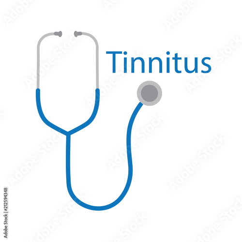 Tinnitus word and stethoscope icon- vector illustration