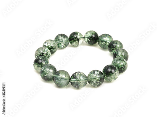 Genuine Green Phantom Quartz Bracelet  or green garden quartz lucky stone white isolated background