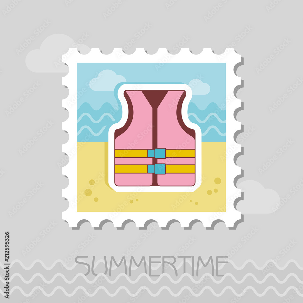 Fototapeta premium Life jacket flat stamp