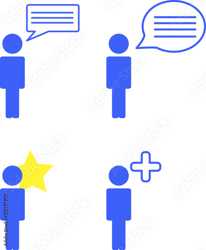 Icon set - Blue man - Vector