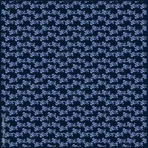Seamless floral blue black background