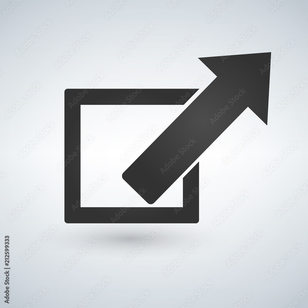 Jump arrow icon, out of box concept. vector illustration isolated on whitebackground. Jump arrow icon, out of box concept. vector illustration isolated on whitebackground.