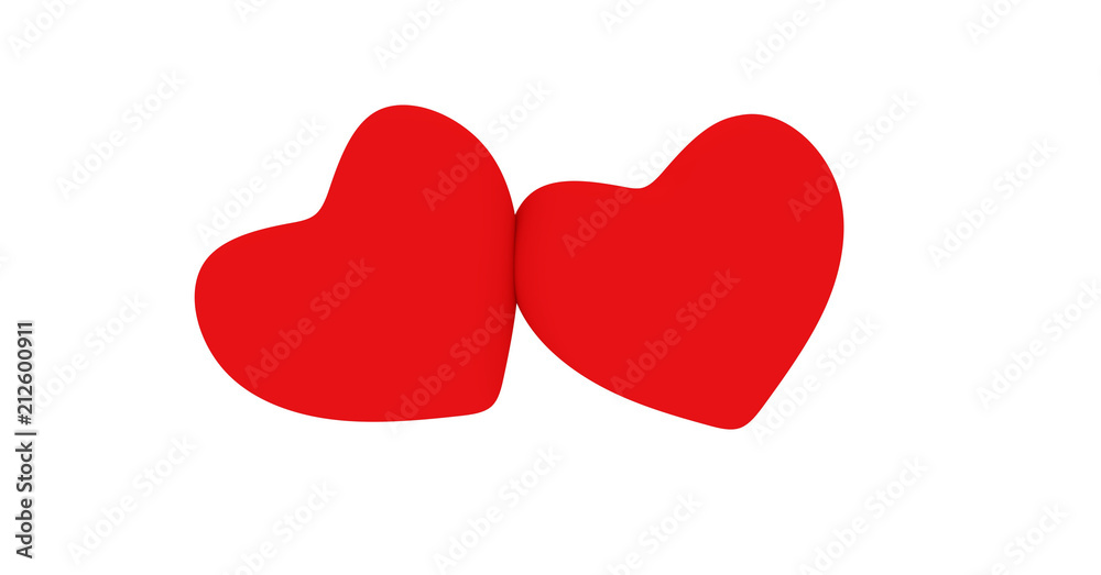Fototapeta premium Twin red heart. 3d illustration rendering