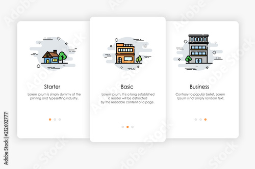 Onboarding screens design in Level concept. Modern and simplified vector illustration, Template for mobile apps.