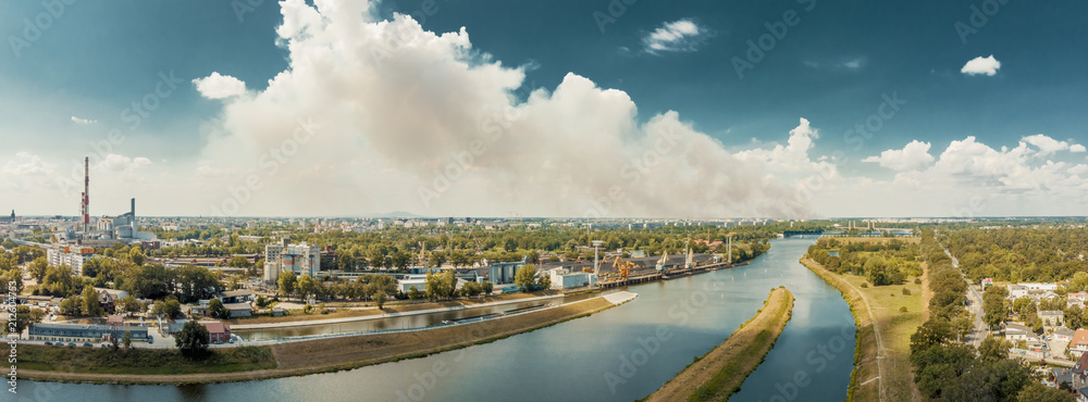 Industrial district near Odra river in Wroclaw in Poland.