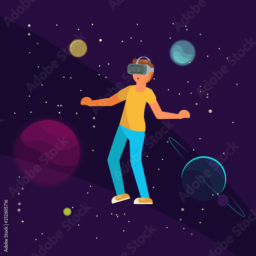 Virtual reality game concept vector illustration