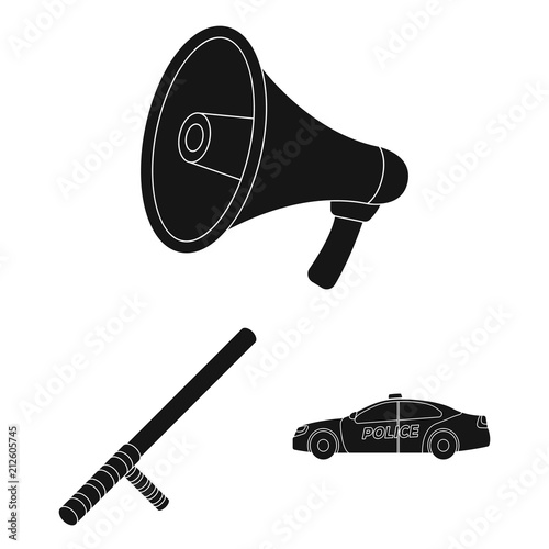 Police, Department black icons in set collection for design.Detective and accessories vector symbol stock web illustration.