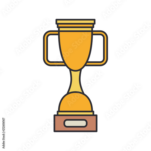 Line vector color bowl, winner cup award icon. Sport equipment, success symbol. Athletic competition. Championship reward, win trophy. Retro style illustration and element for your design wallpaper.