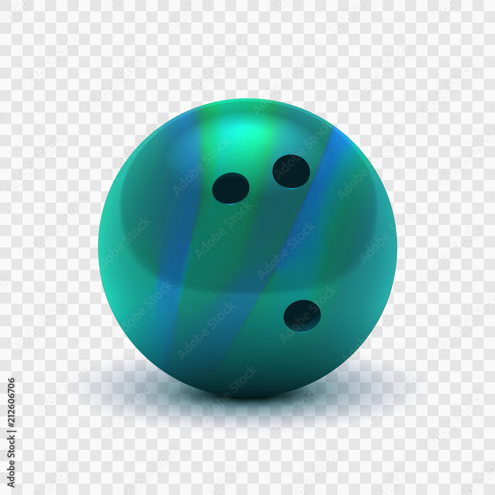Vector illustration realistic 3D striped green blue bowling ball. Isolated  on a transparent checkered background. Design element EPS10  Stock-Vektorgrafik | Adobe Stock