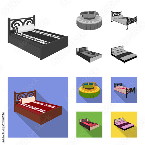 Different beds monochrome,flat icons in set collection for design. Furniture for sleeping vector isometric symbol stock web illustration.