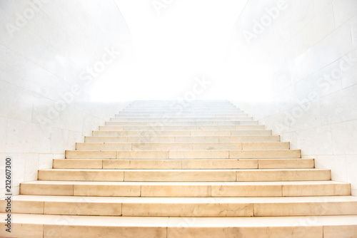 Marble staircase with stairs with white isolated background