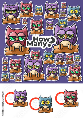 Owls Counting. Children's Educational Game