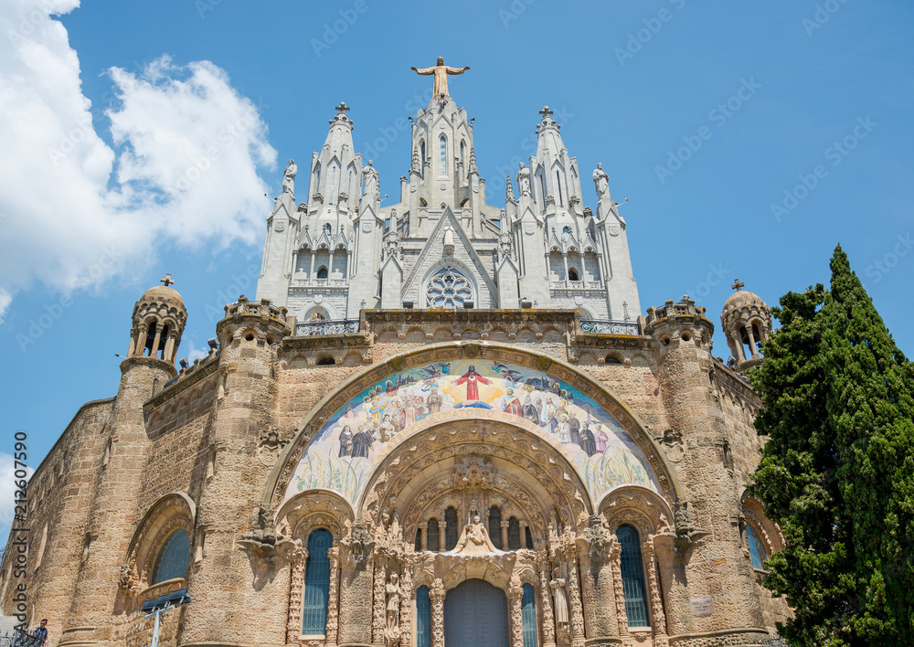The Temple of the Sacred Heart on Mount Tibidabo in Barcelona, Spain