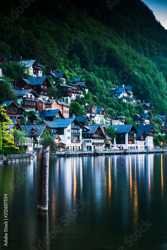 Famous Hallstatt village in Austria by the lake