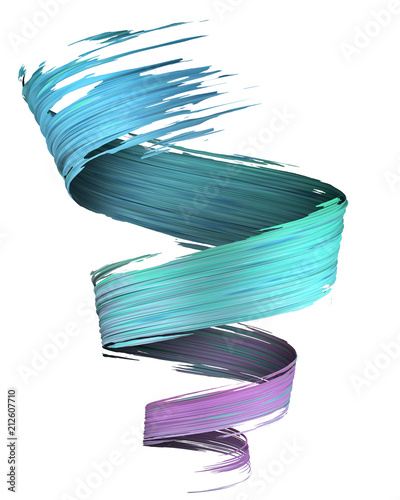 Colorful violet to blue 3D brush paint stroke swirl