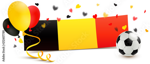Belgien Fußball Banner Flagge mit Luftballons und Herz Konfetti 