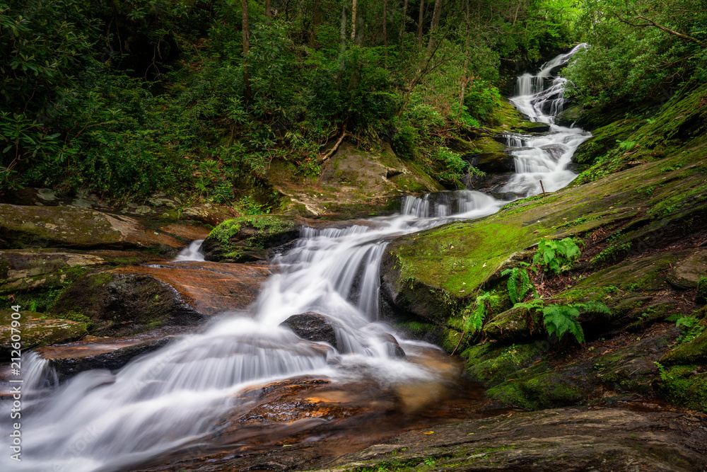 Roaring Fork Falls near the Blue Ridge Parkway in the North Carolina mountains Roaring Fork Falls near the Blue Ridge Parkway in the North Carolina mountains