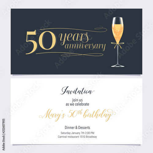 50 years anniversary invitation vector