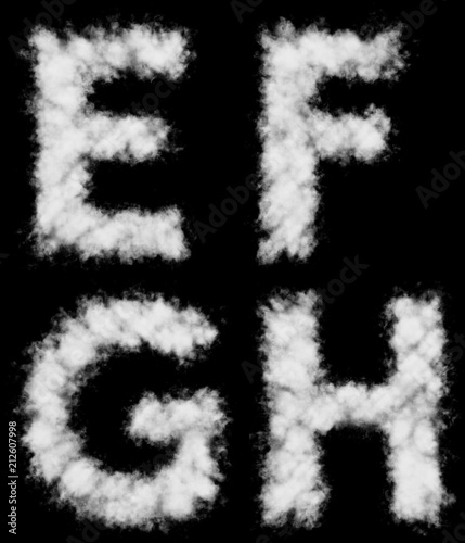 White E-H letters cloud shapes