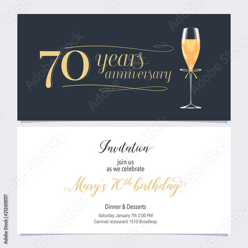 70 years anniversary invitation vector