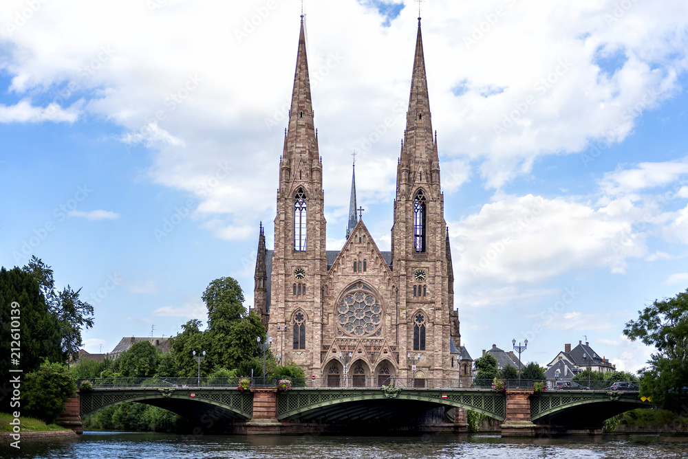Strasbourg: St. Paul's Church of Strasbourg (Eglise Saint-Paul de Strasbourg, 1897) is a major Gothic Revival architecture building and one of the landmarks of the city of Strasbourg. Alsace, France Strasbourg: St. Paul's Church of Strasbourg (Eglise Saint-Paul de Strasbourg, 1897) is a major Gothic Revival architecture building and one of the landmarks of the city of Strasbourg. Alsace, France