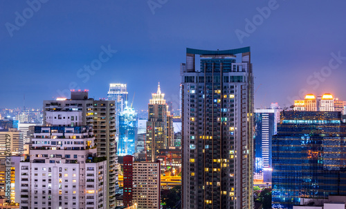 urban cityscape building on twilight skyline background © bank215