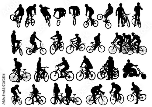 Sport people whit bike on white background