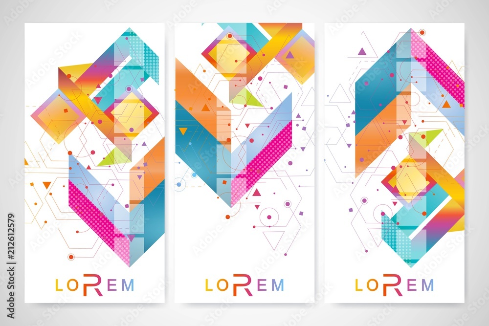 Modern set of vector flyers, banners. Geometric abstract presentation. Molecule and communication background for medicine, science, technology, chemistry. Modern set of vector flyers, banners. Geometric abstract presentation. Molecule and communication background for medicine, science, technology, chemistry.