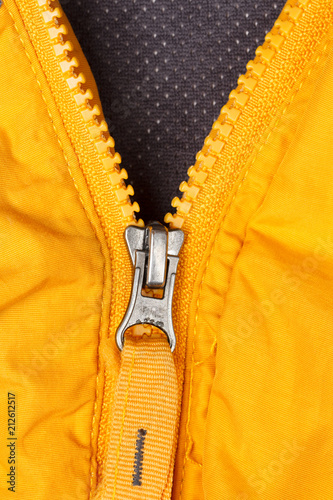 Yellow zipper open and close