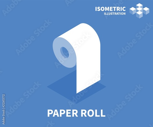 Paper roll icon. Isometric template for web design in flat 3D style. Vector illustration.