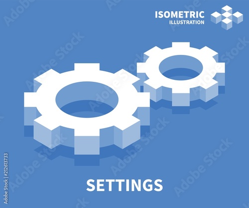 Settings icon. Isometric template for web design in flat 3D style. Vector illustration.