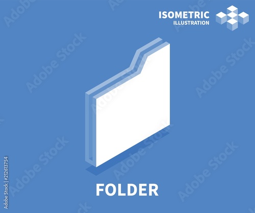 Folder icon. Isometric template for web design in flat 3D style. Vector illustration.