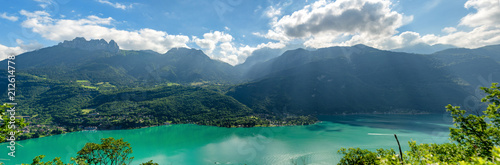 panorama of Annecy lake in french Alps