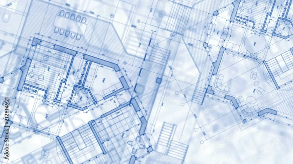 Architecture design: blueprint plan - illustration of a plan modern residential building / technology, industry, business concept illustration: real estate, building, construction, architecture
