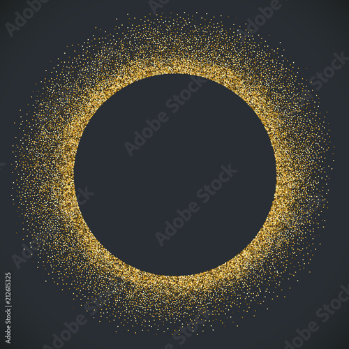 Round gold tinsel frame card design