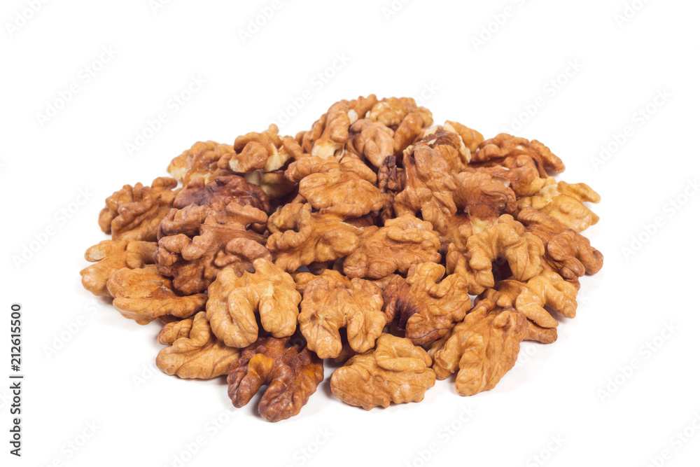 Walnut kernels isolated on the white background Walnut kernels isolated on the white background
