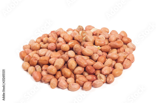 Shelled peanuts isolated on the white background