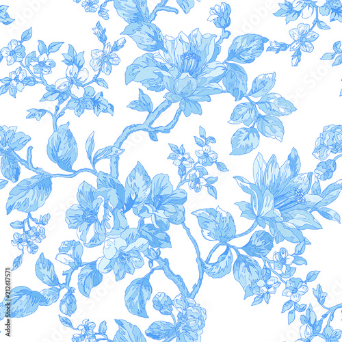 Seamless pattern with flowers orchids