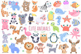 Cute animals set.
