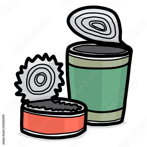 used tin cans / cartoon vector and illustration, hand drawn style, isolated on white background.