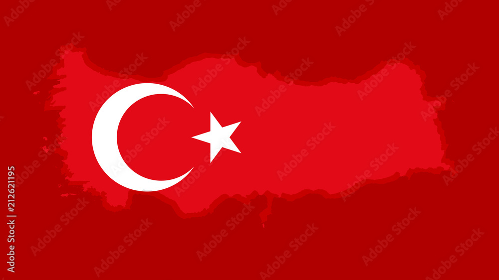 Obraz premium Turkish flag with a contour of border