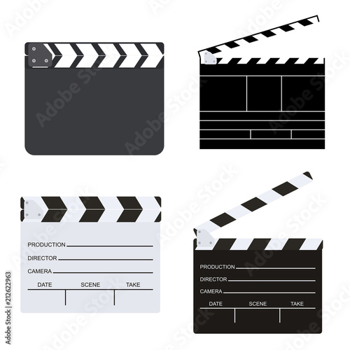 set of blank director clapboard or movie clapboard isolated on background vector illustration