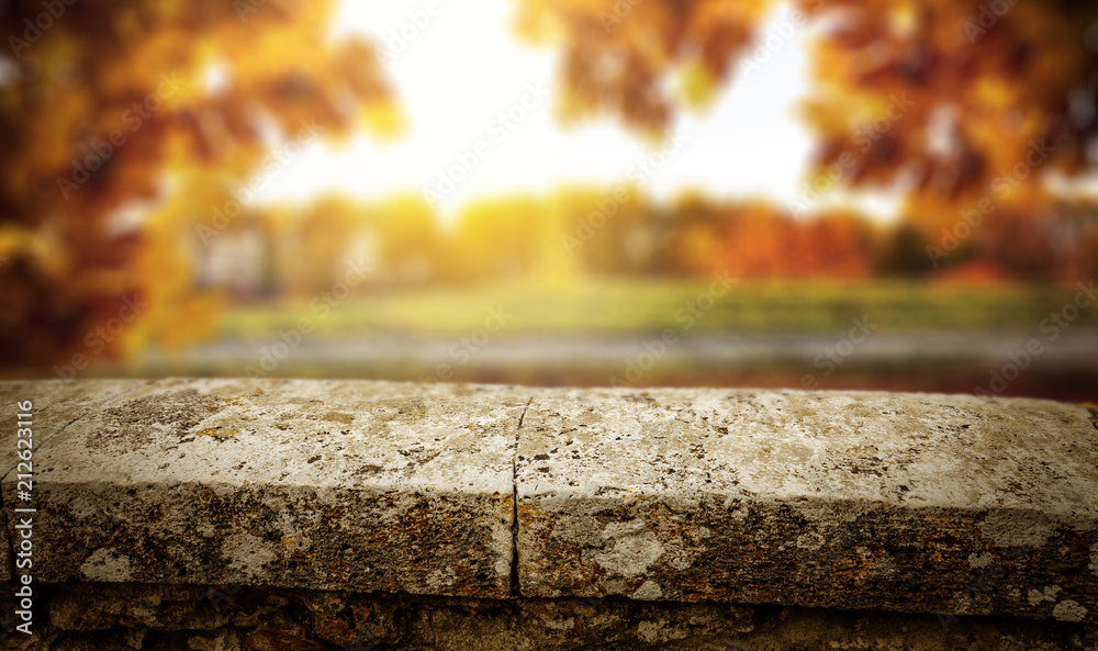 Fototapeta premium Table background and autumn time