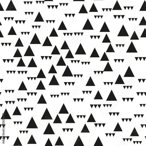 Memphis seamless patterns with geometric shapes. One color black on white. Vector illustration. Retro fashion style 80-90s