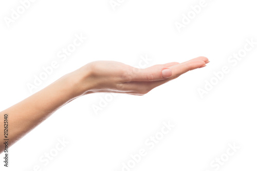 Bilde på lerret Female hand isolated on white background