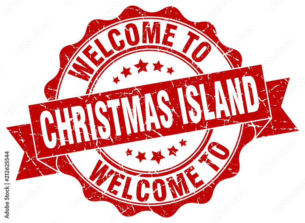Obraz premium Christmas Island round ribbon seal
