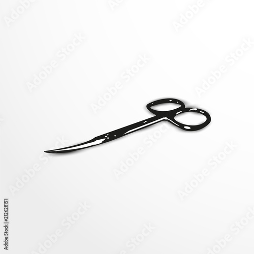 Nail scissors. Vector illustration in black and white.