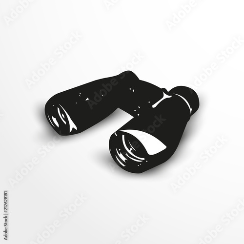 Binoculars. Vector illustration in black and white.
