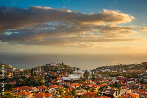 View from Pico dos Barcelos to the Funchal city, Madeira, Portugal photo